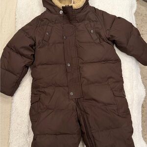 GAP Brown Puffer Kids One Piece Snowsuit